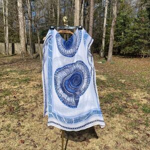 Mudpie Blue Nautilus Seashell Coral Summer Blanket Scarf